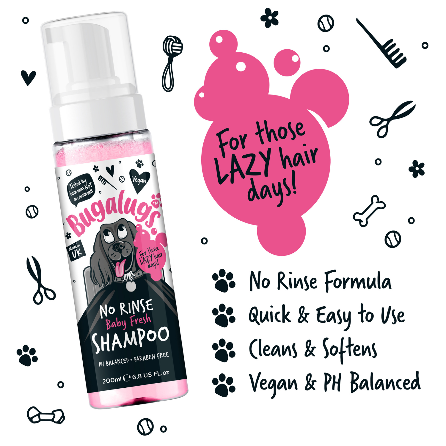 Bugalugs No Rinse Baby Fresh Shampoo for Dogs - For those lazy hair days