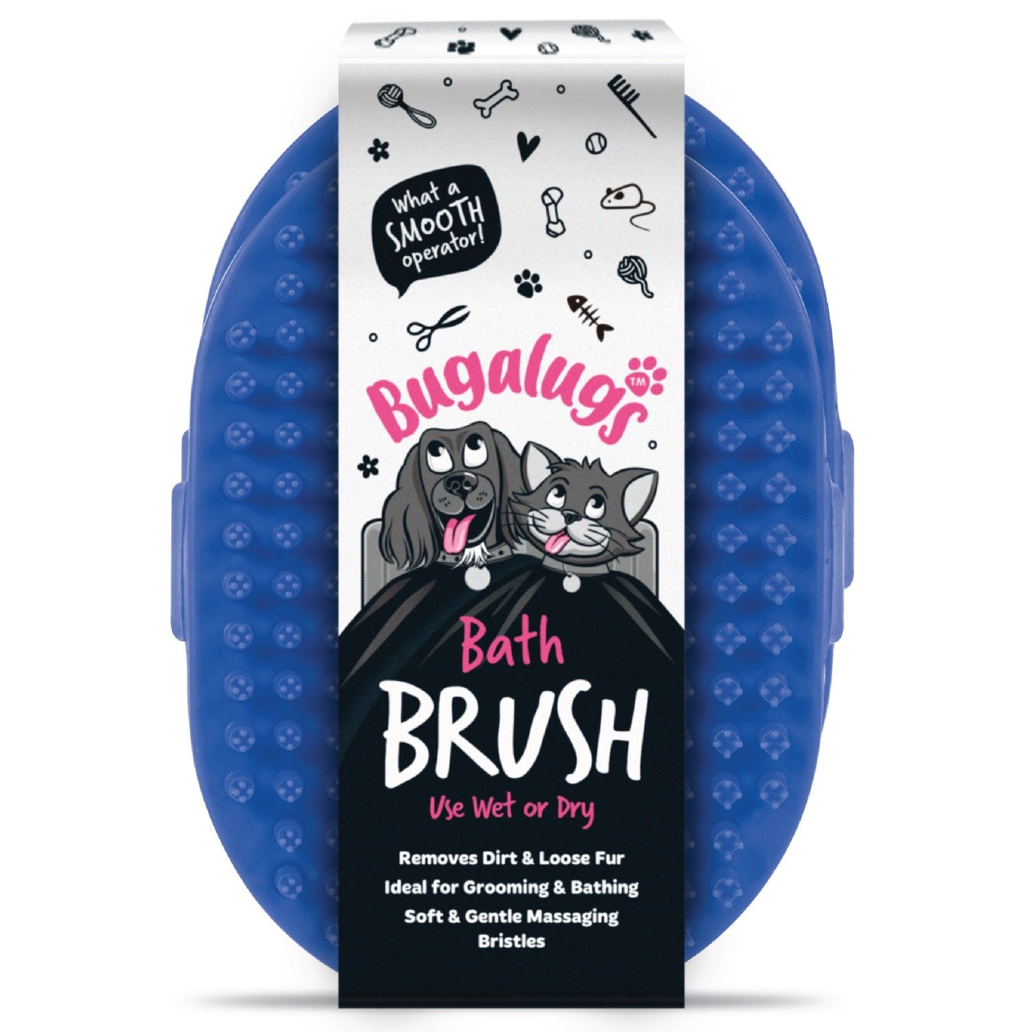 Wet & Dry Bath Brush for Dogs & Cats (Blue Twin Pack)