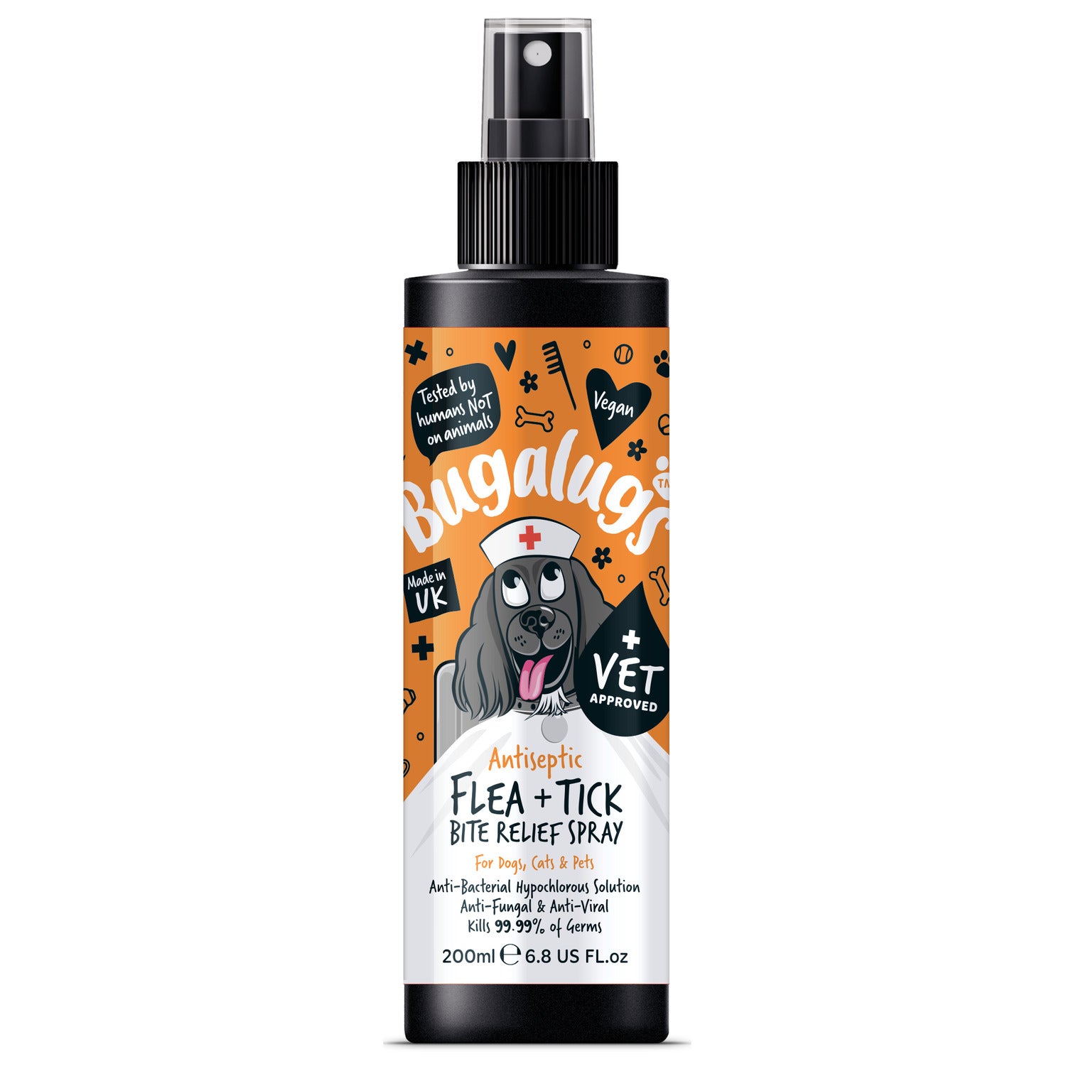 Bugalugs Antiseptic Flea Tick Bite Relief Spray For All Pet