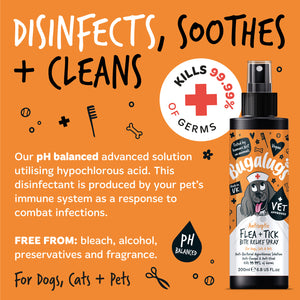 Bugalugs Antiseptic Flea & Tick Spray Disinfects, Soothes & Cleans