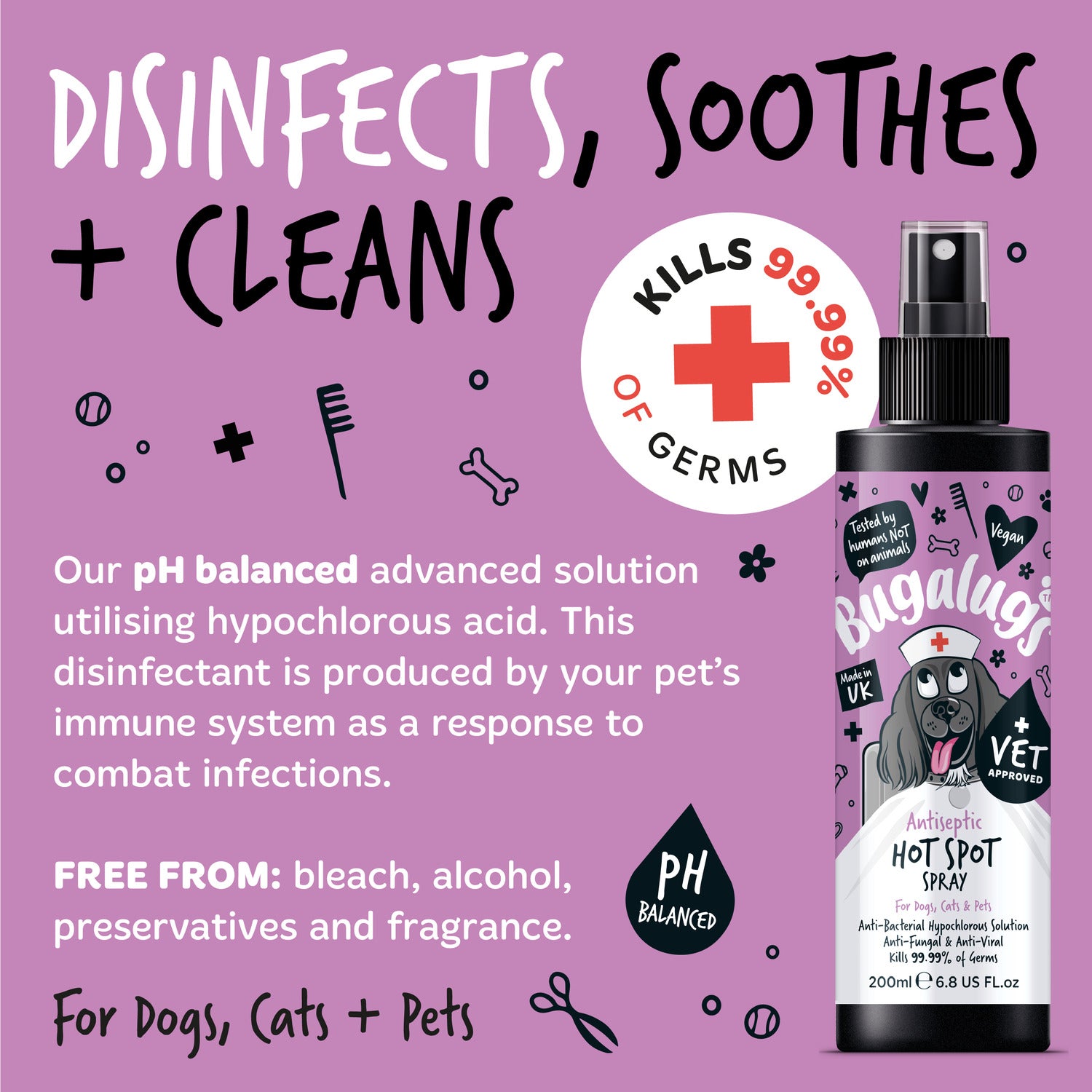 Bugalugs Antiseptic Hotspot Spray Soothes & Cleans