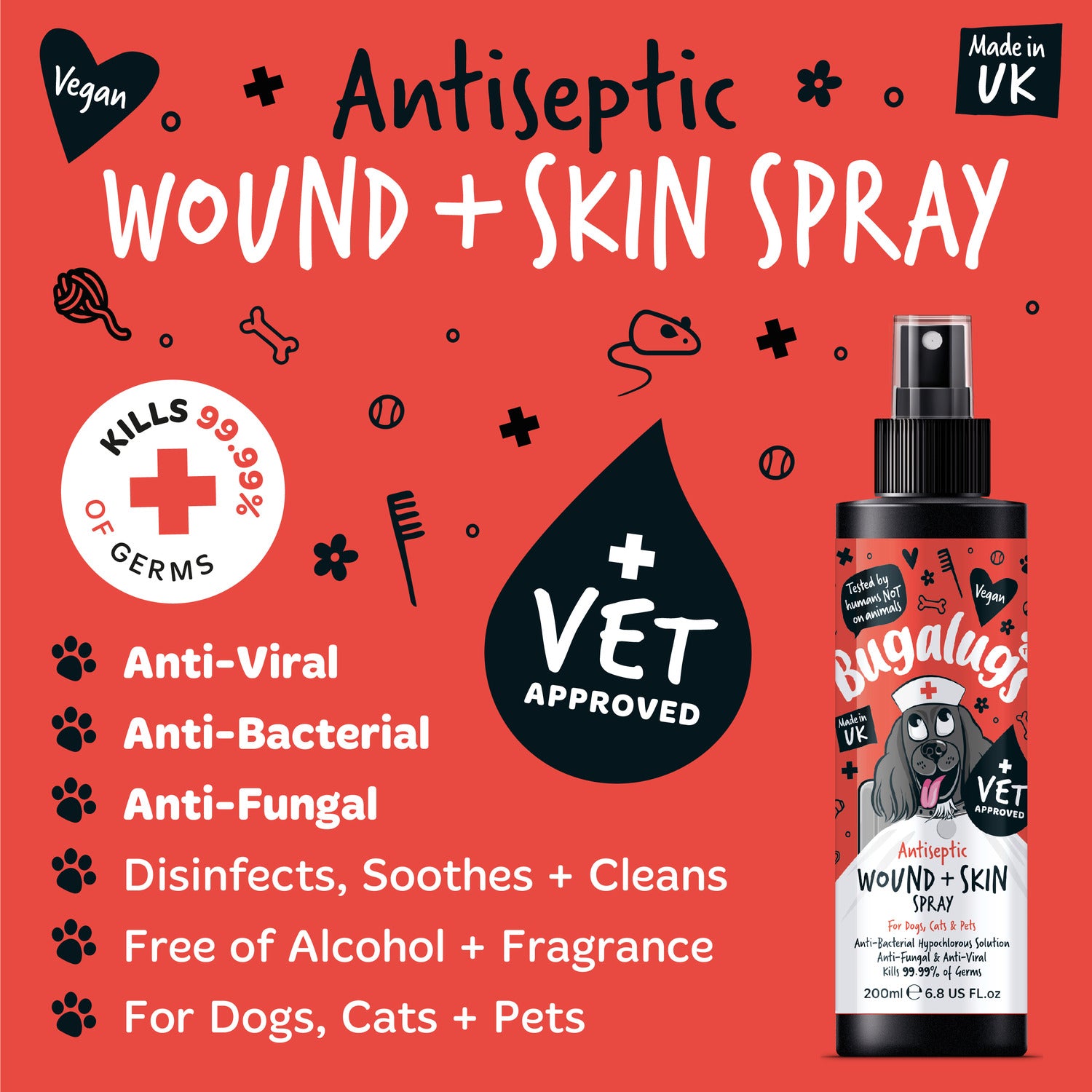 Bugalugs-Antiseptic Wound & Skin Spray vet approved