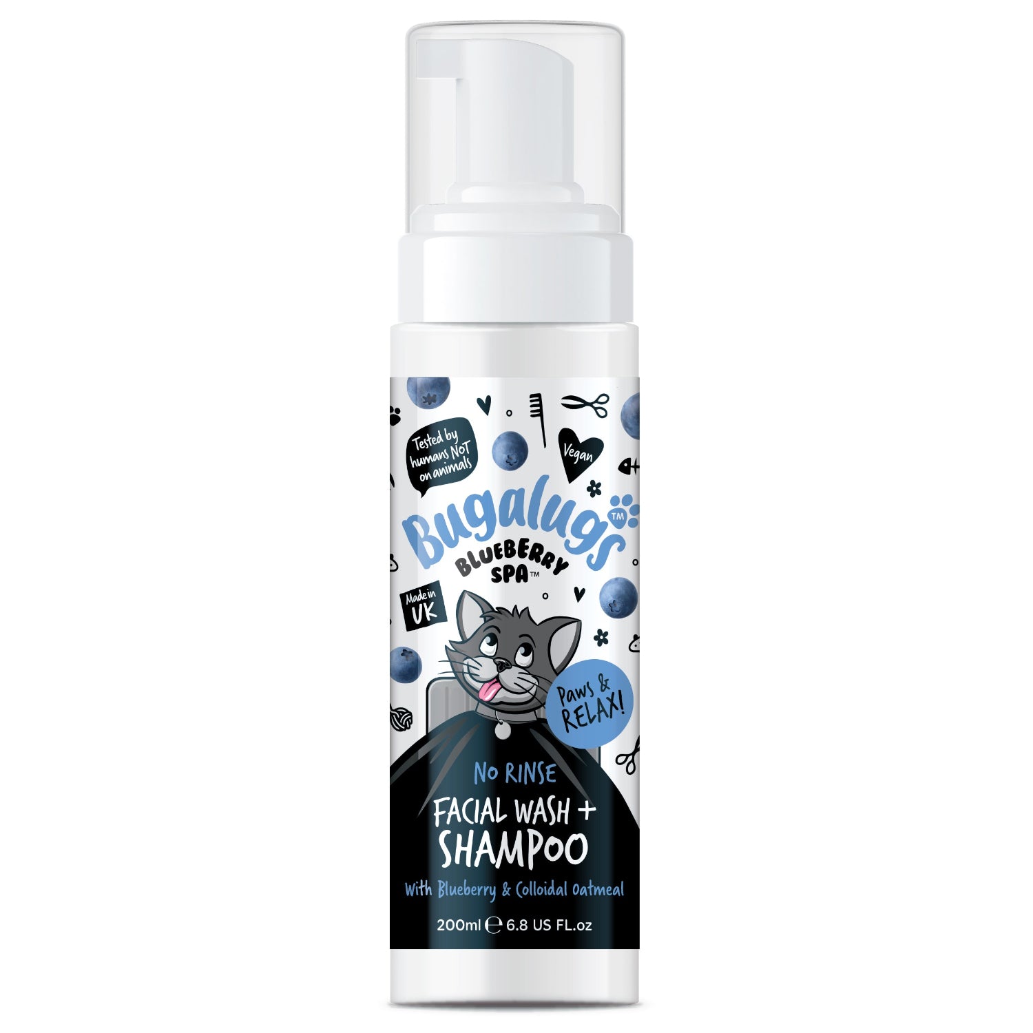 Blueberry Spa™ No Rinse Facial Wash + Shampoo with Blueberry & Colloidal Oatmeal for Cats