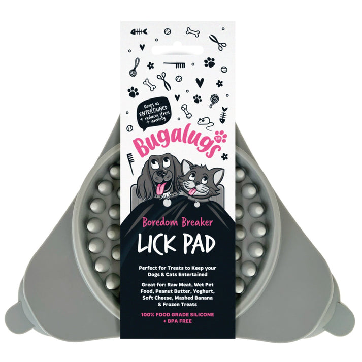 Licky Pad Bugalugs Triangle Wall Lick Pad Licky Mat for Dogs & Cats in Grey ...