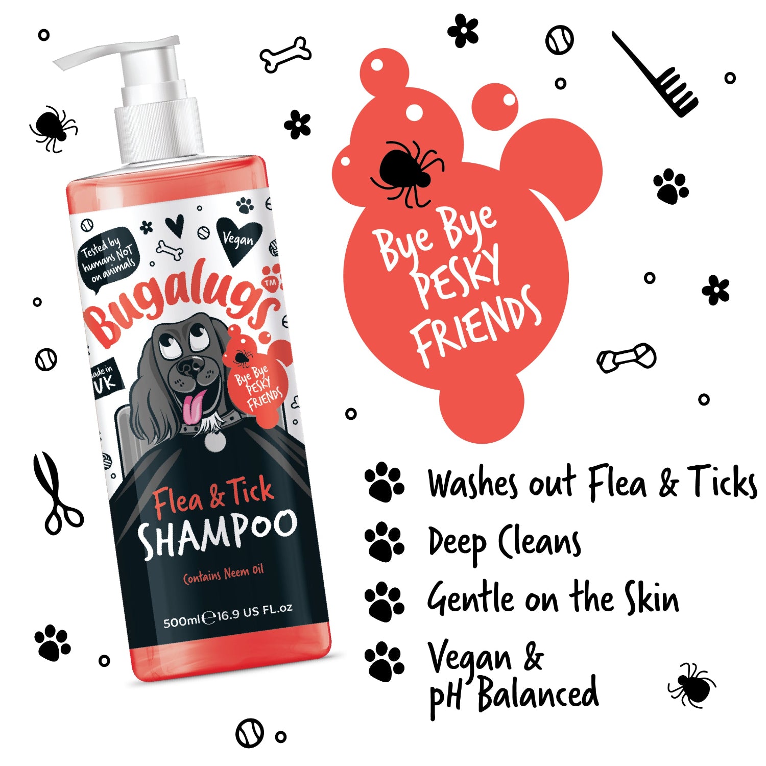 Bugalugs Washes out Flea & Ticks for pets