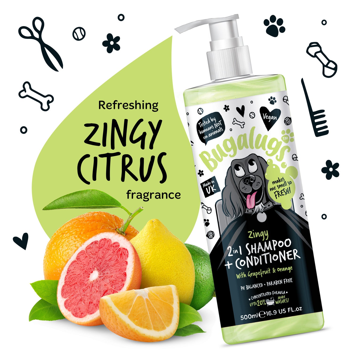 Zingy 2 in 1 Shampoo + Conditioner with Grapefruit & Orange