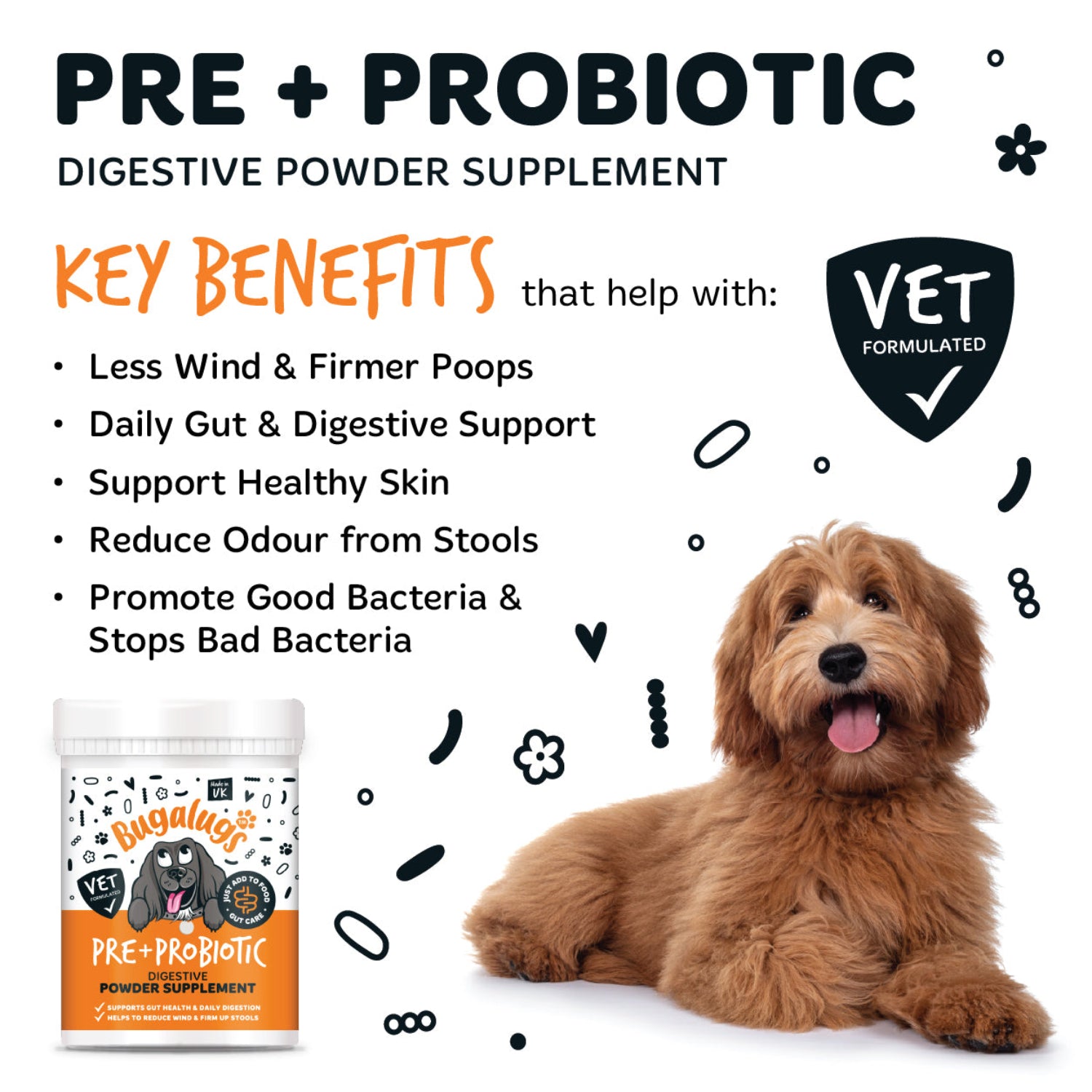 Pre & Probiotic Digestive Supplement Powder for Dogs (200g)