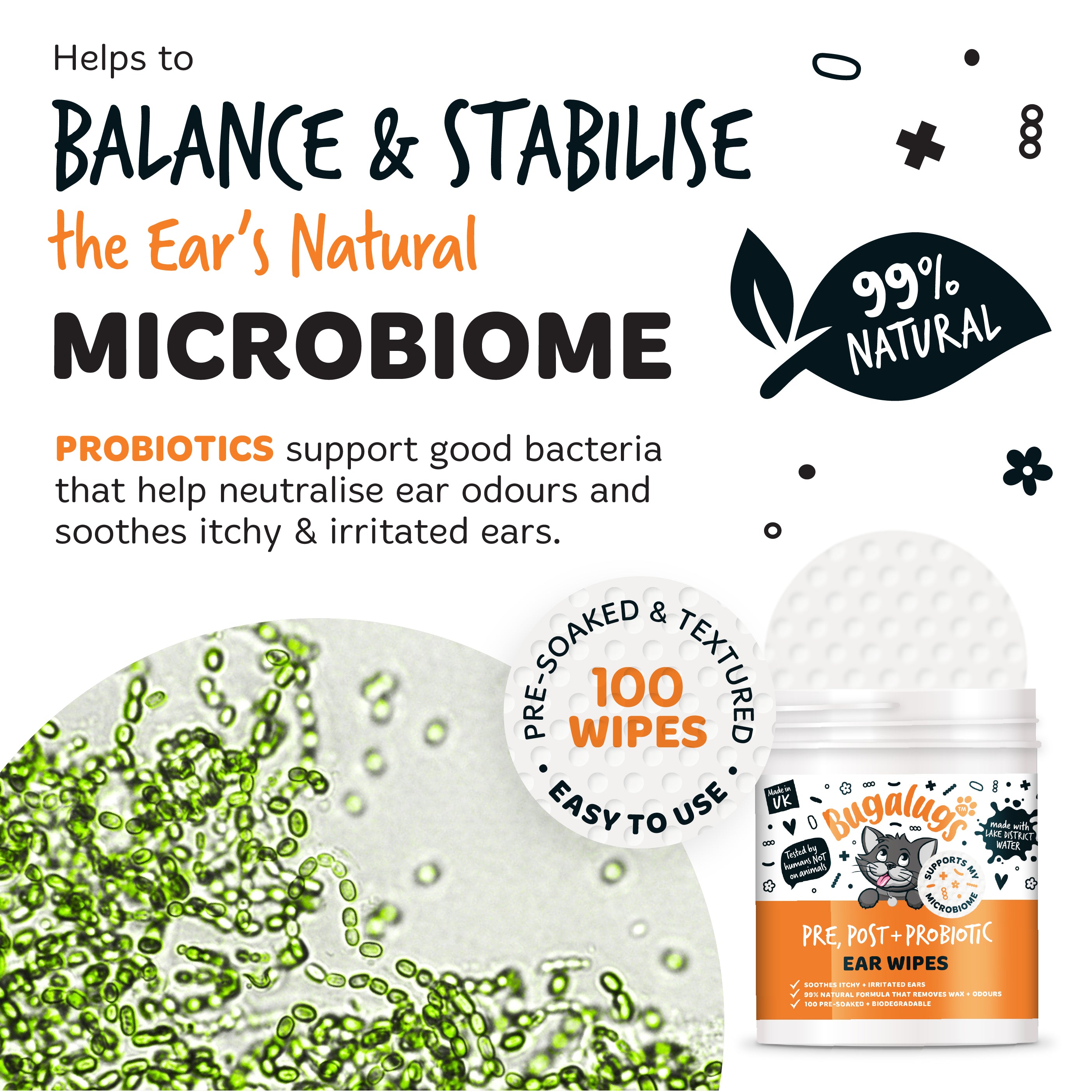 Pre, Post + Probiotic Ear Wipes for Cats