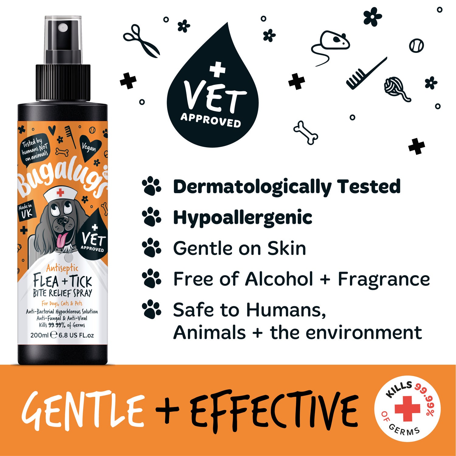 Bugalugs Antiseptic Flea & Tick Bite Spray Gentle & Effective