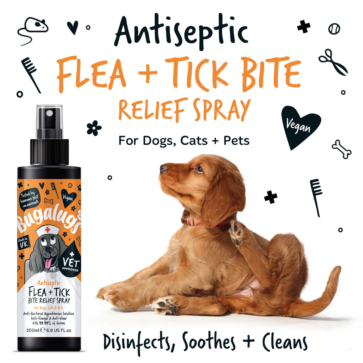 Bugalugs Antiseptic Flea & Tick Bite Relief Spray | For All Pet Types – Bugalugs Pet Care