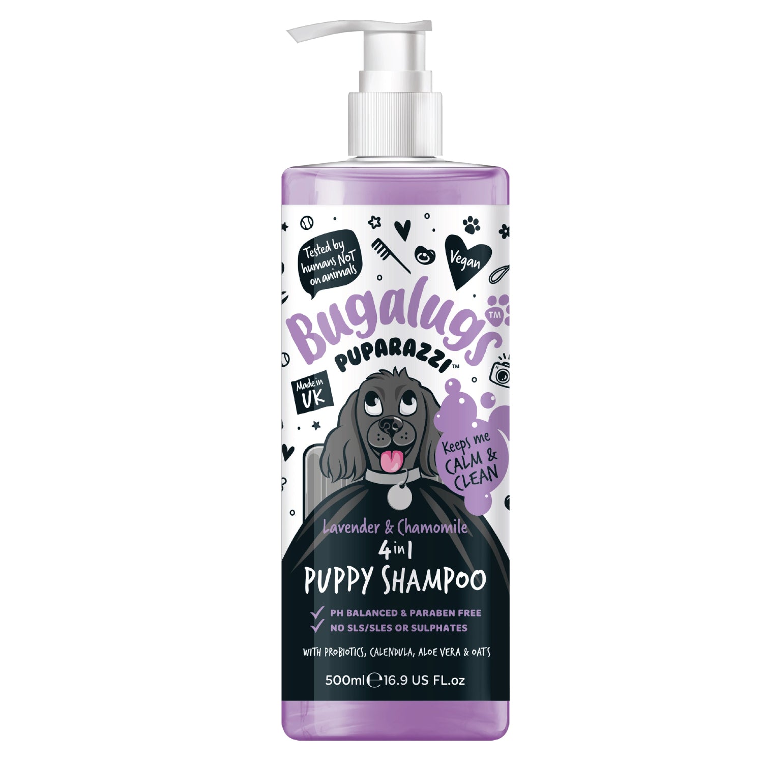 Bugalugs Puparazzi Puppy Shampoo, lavender and chamomile scent for dogs