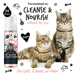 Bugalugs No Rinse Cat Shampoo and Conditioner with Papaya and Coconut - Formulated to cleanse and nourish without the fuss