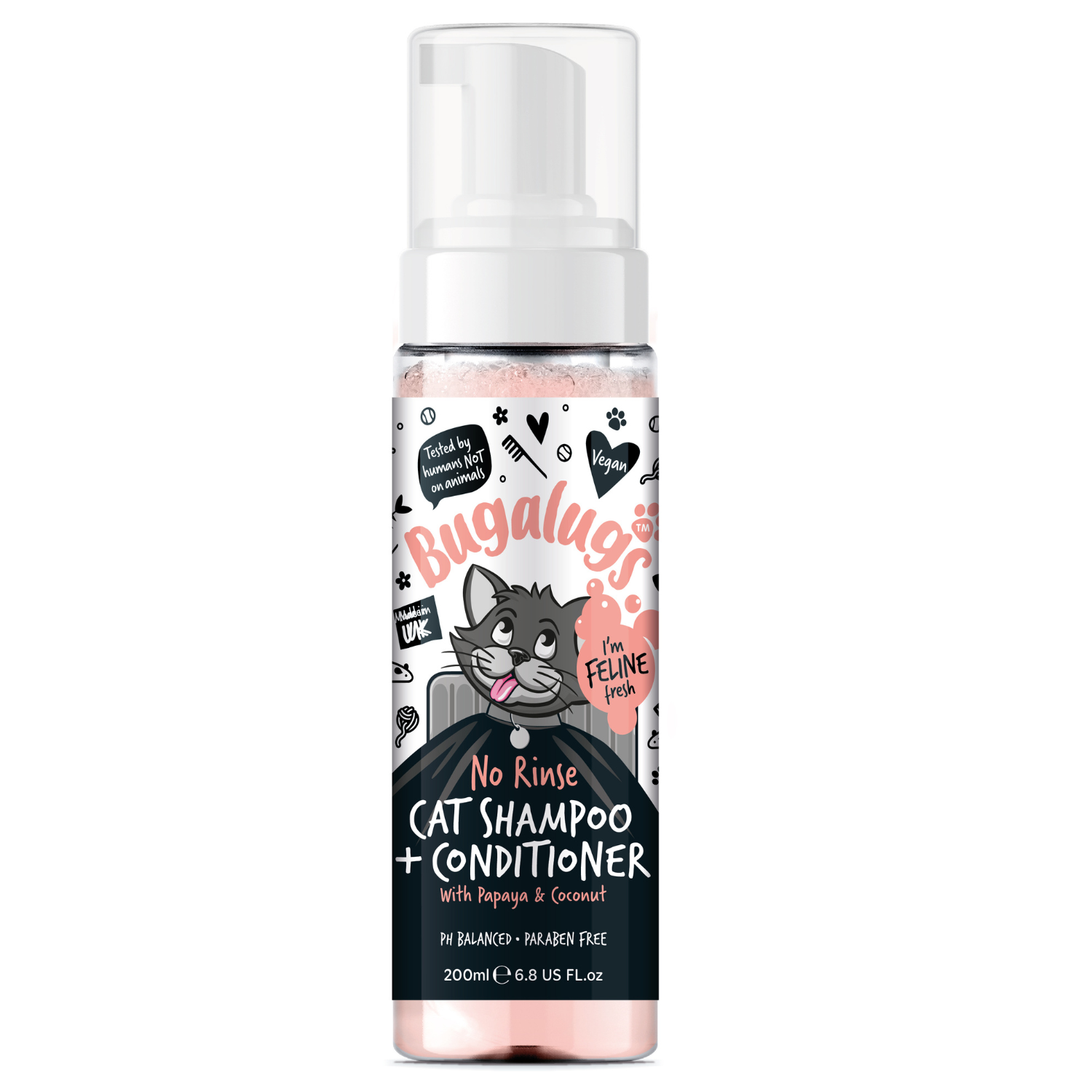 Bugalugs No Rinse Cat Shampoo and Conditioner with Papaya and Coconut