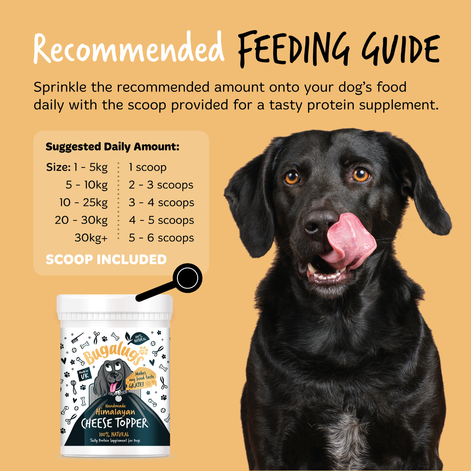 Bugalugs Handmade Himalayan Cheese Topper for Dogs - Recommended feeding guide