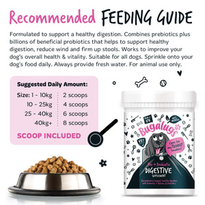 Bugalugs Pre & Probiotic Digestive Supplement for Dogs - Recommended feeding guide