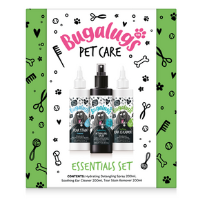 Bugalugs Essentials Set Gift Set - Tear Stain Remover, Hydrating Detangler and Soothing Ear Cleaner