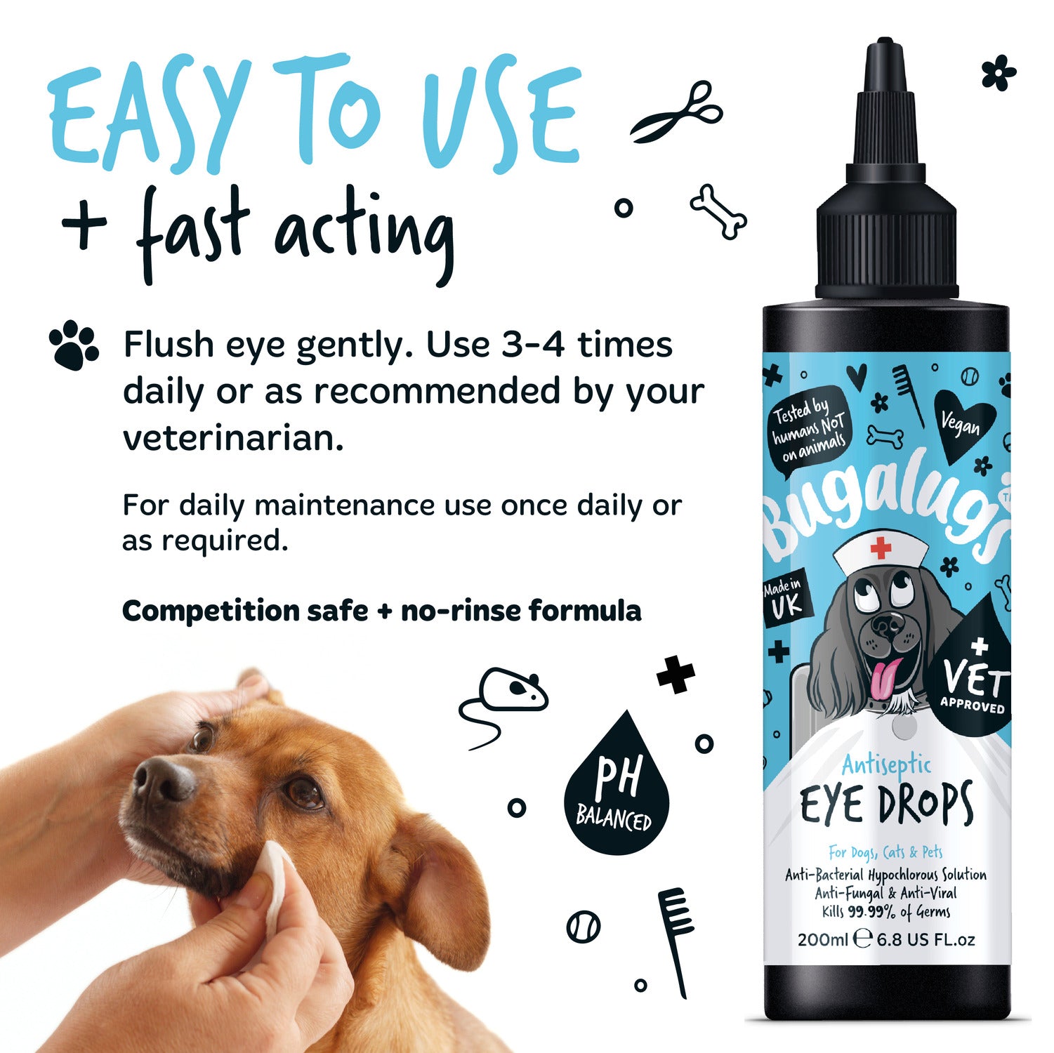 How to use Bugalugs Antiseptic Eye Drops