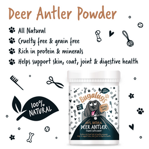 Bugalugs 100% Natural Deer Antler Powder Supplement for Dogs - 200g Pot - Key benefits