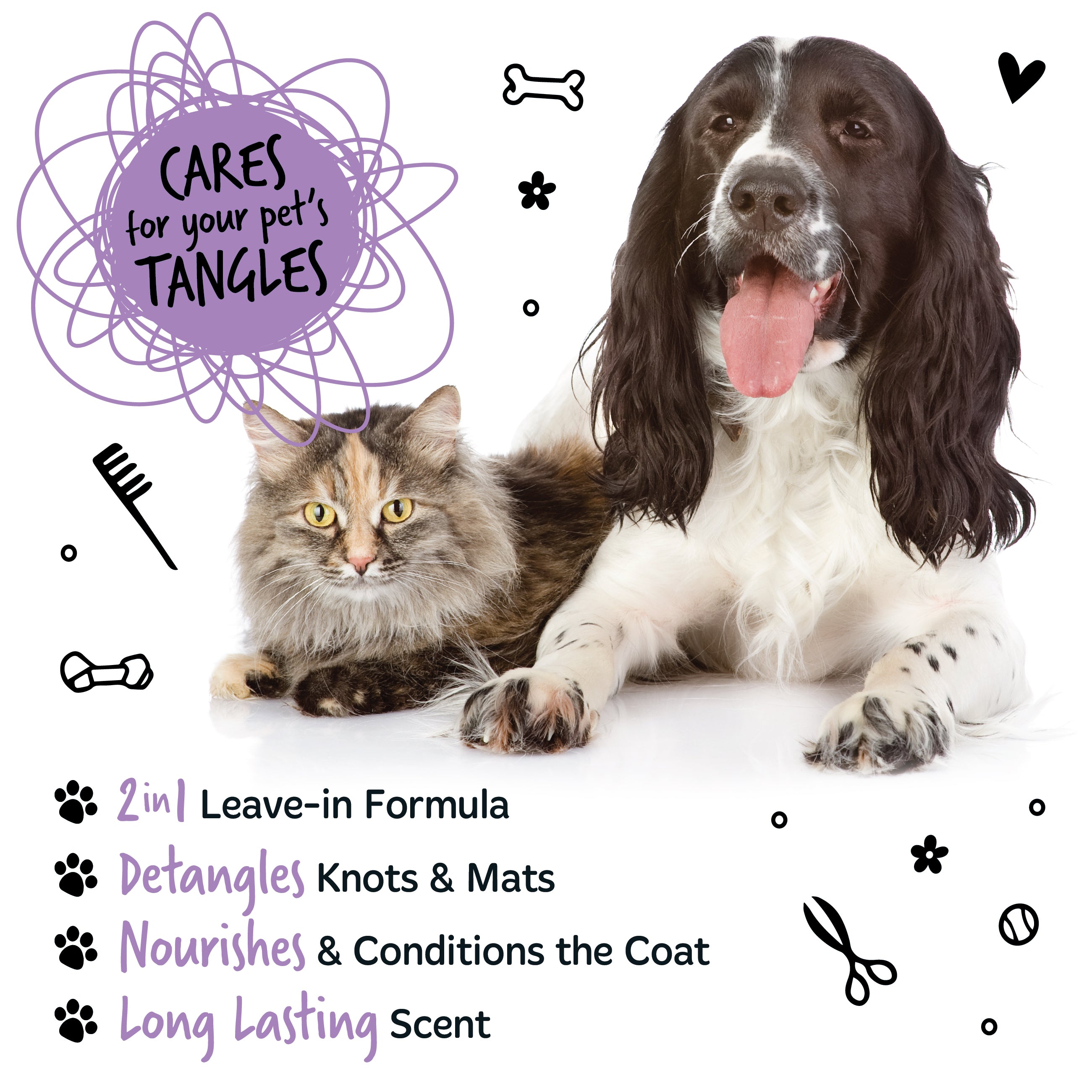 Bugalugs 2-in-1 Lavender and Chamomile Detangling Foam Comb - Cares for your pet's tangles