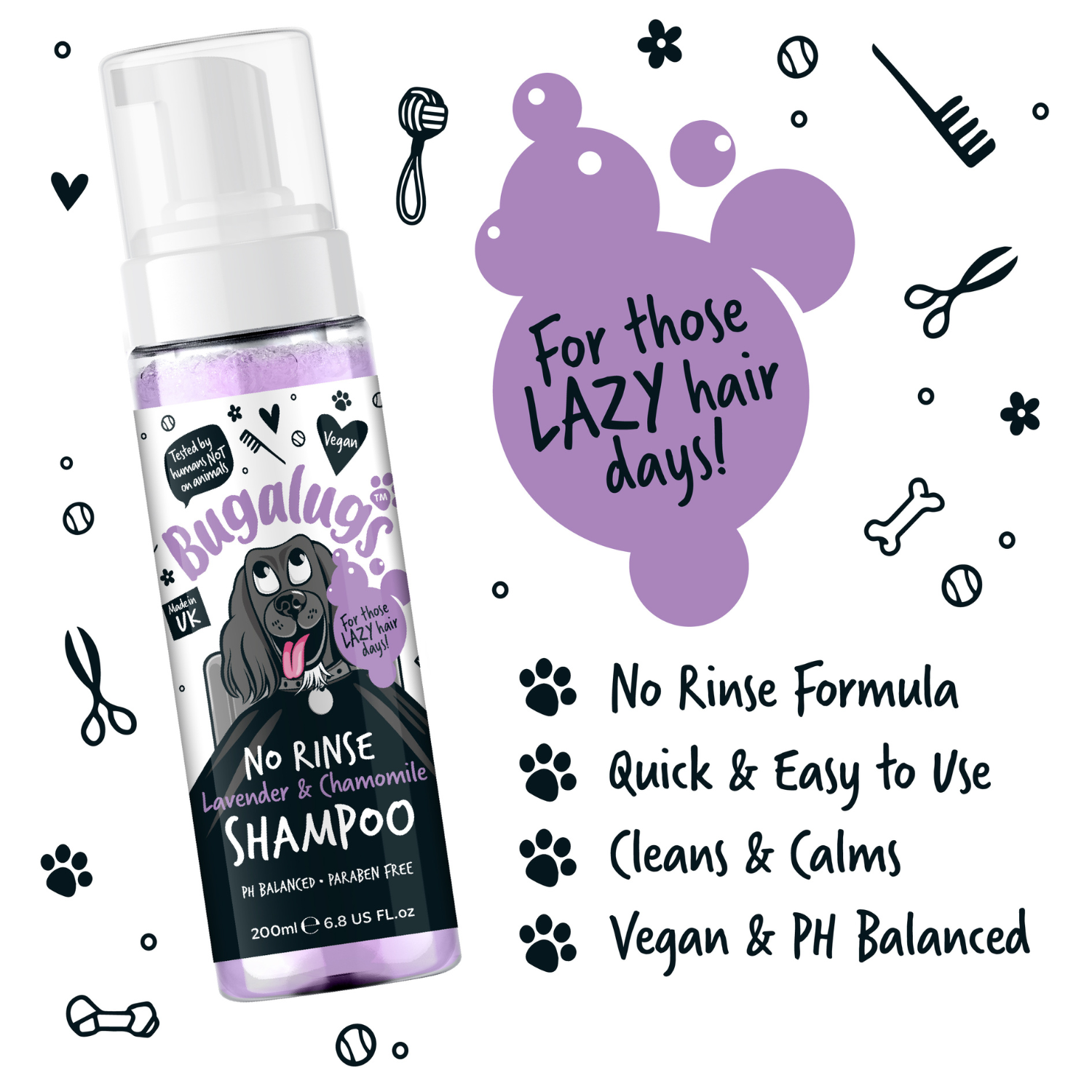 Bugalugs No Rinse Lavender and Chamomile Shampoo for Dogs - For those lazy hair days