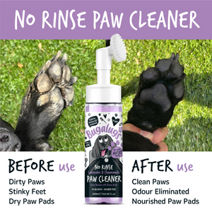 Bugalugs No Rinse Lavender and Chamomile Paw Cleaner - Before and after use