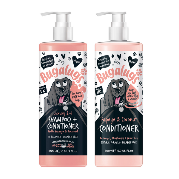 Luxury Papaya Coconut Dog Shampoo Conditioner Duo Bugalugs Pet Care