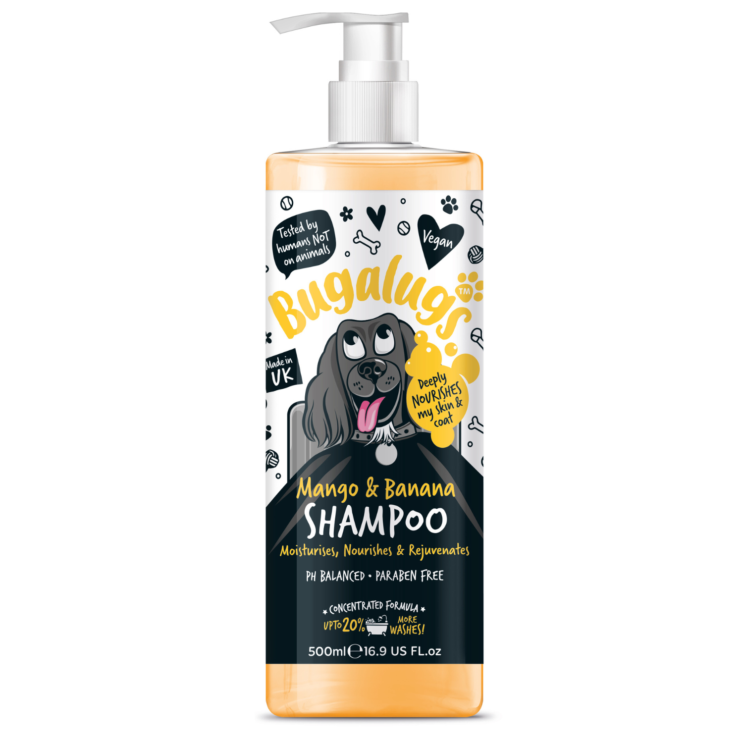 Bugalugs Mango and Banana Shampoo for Dogs - Moisturises, Nourishes and Rejuvenates
