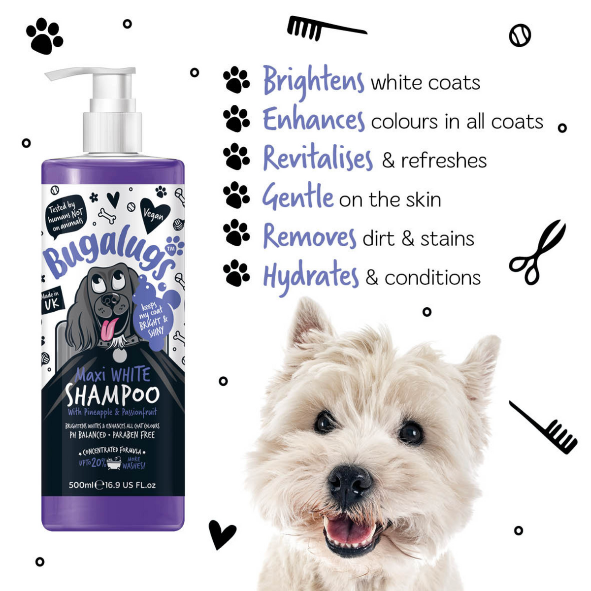 Bugalugs Maxi White Shampoo with Pineapple and Passionfruit - Key benefits