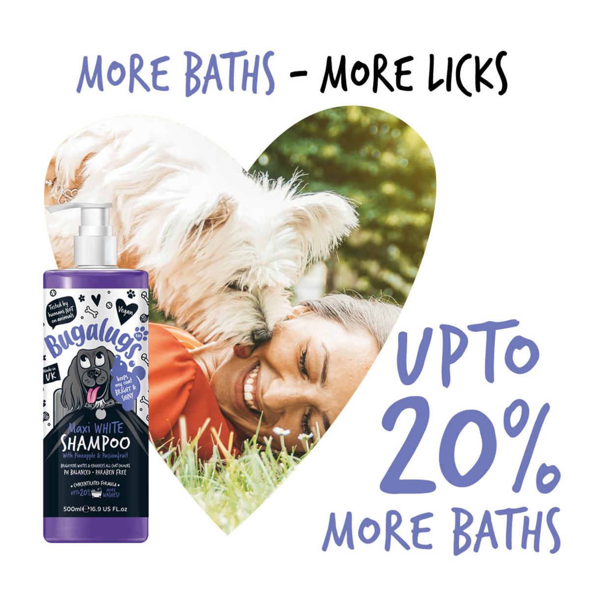 Bugalugs Maxi White Shampoo with Pineapple and Passionfruit - up to 20% more baths