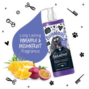 Bugalugs Maxi White Shampoo with Pineapple and Passionfruit for Dogs - Long-lasting fragrance