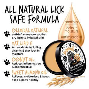 Bugalugs Oatmeal Nose and Paw Balm for Dogs - All natural lick-safe formula