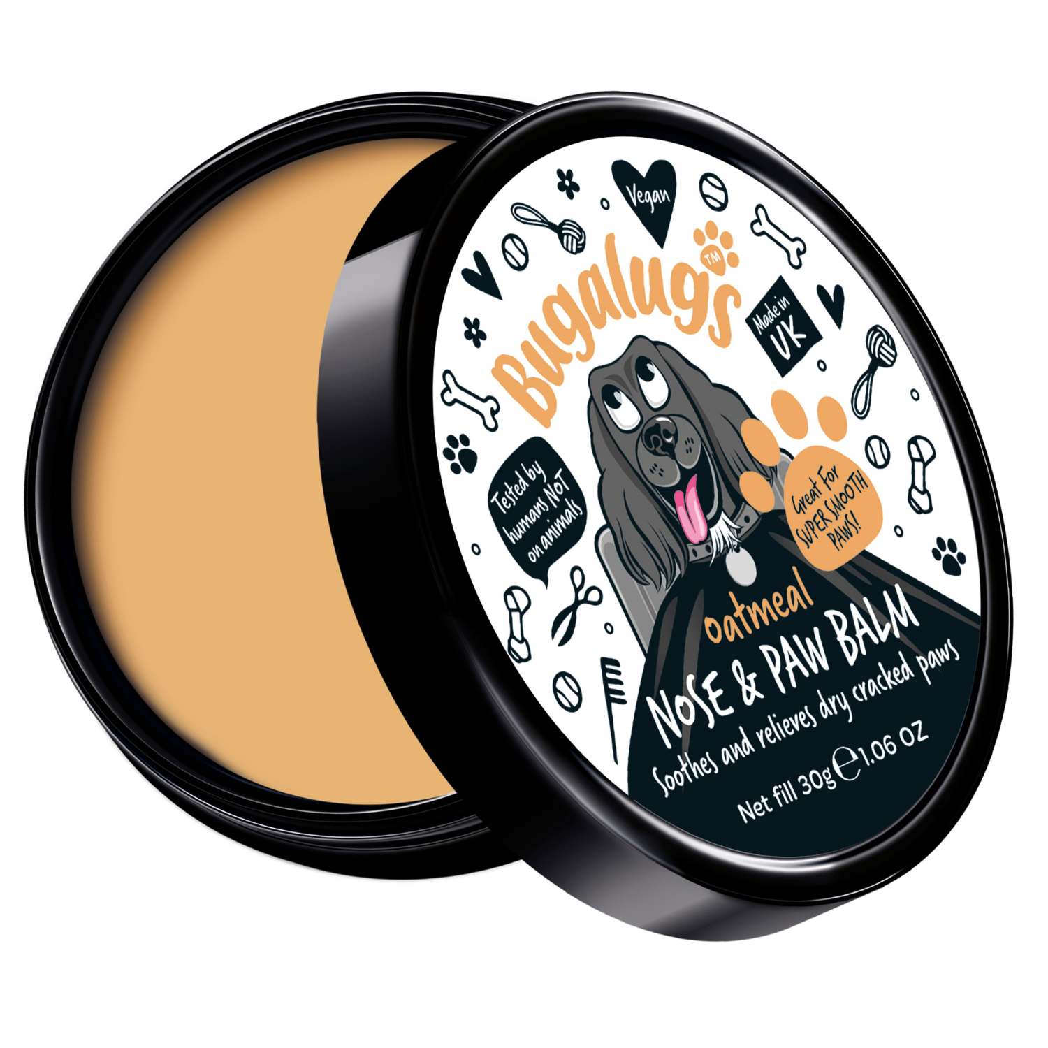 Bugalugs Oatmeal Nose Paw Balm Pot Dog Paw Nose Skin Protection Bugalugs Pet Care