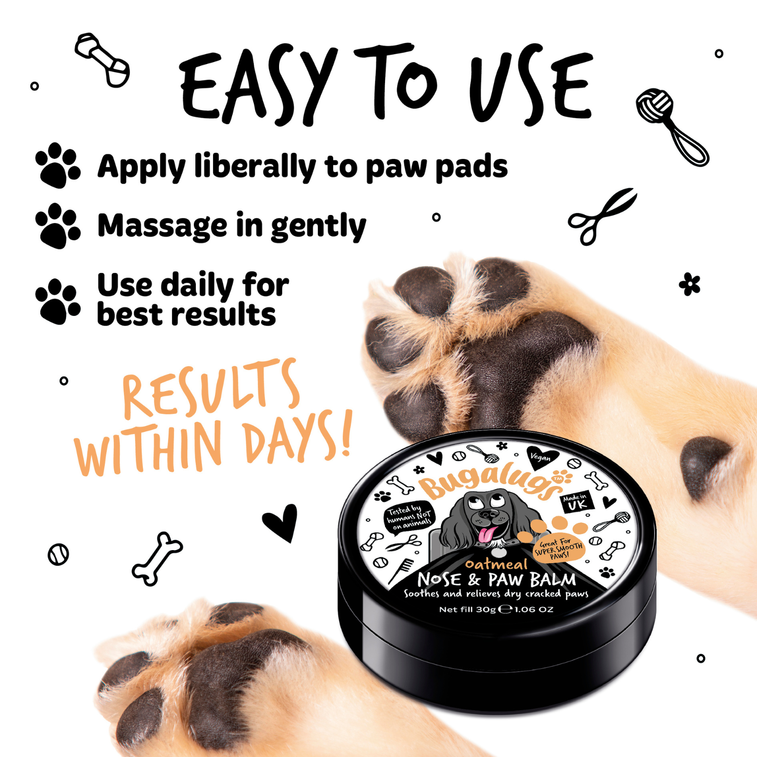 Bugalugs Oatmeal Nose Paw Balm Pot Dog Paw Nose Skin Protection Bugalugs Pet Care