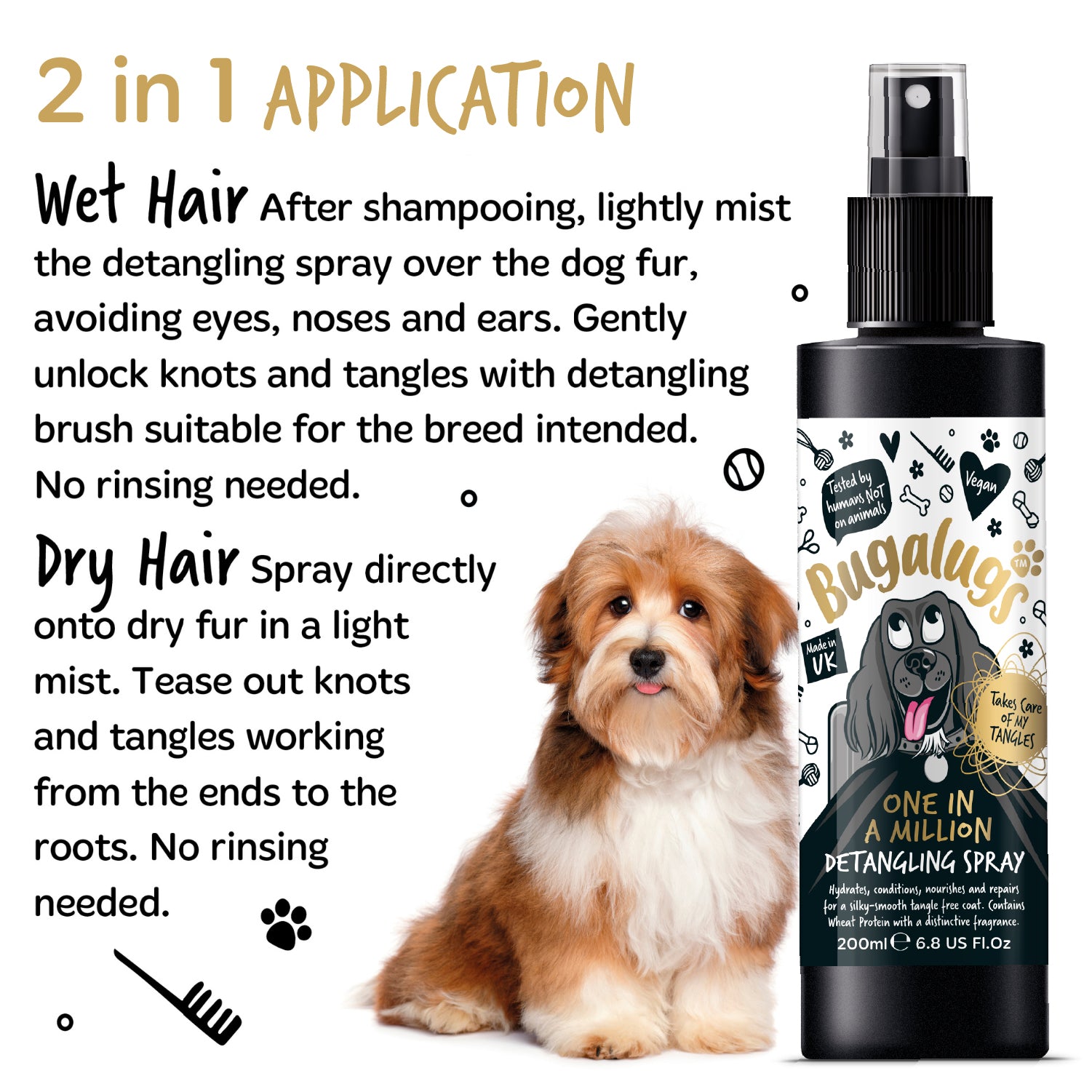 Bugalugs One in a Million Detangling Spray Scented Dog Detangler Bugalugs Pet Care