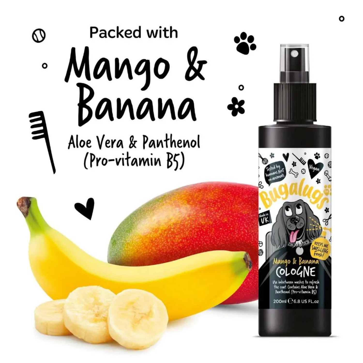 Bugalugs Mango and Banana Cologne for Dogs - Packed with mango and banana