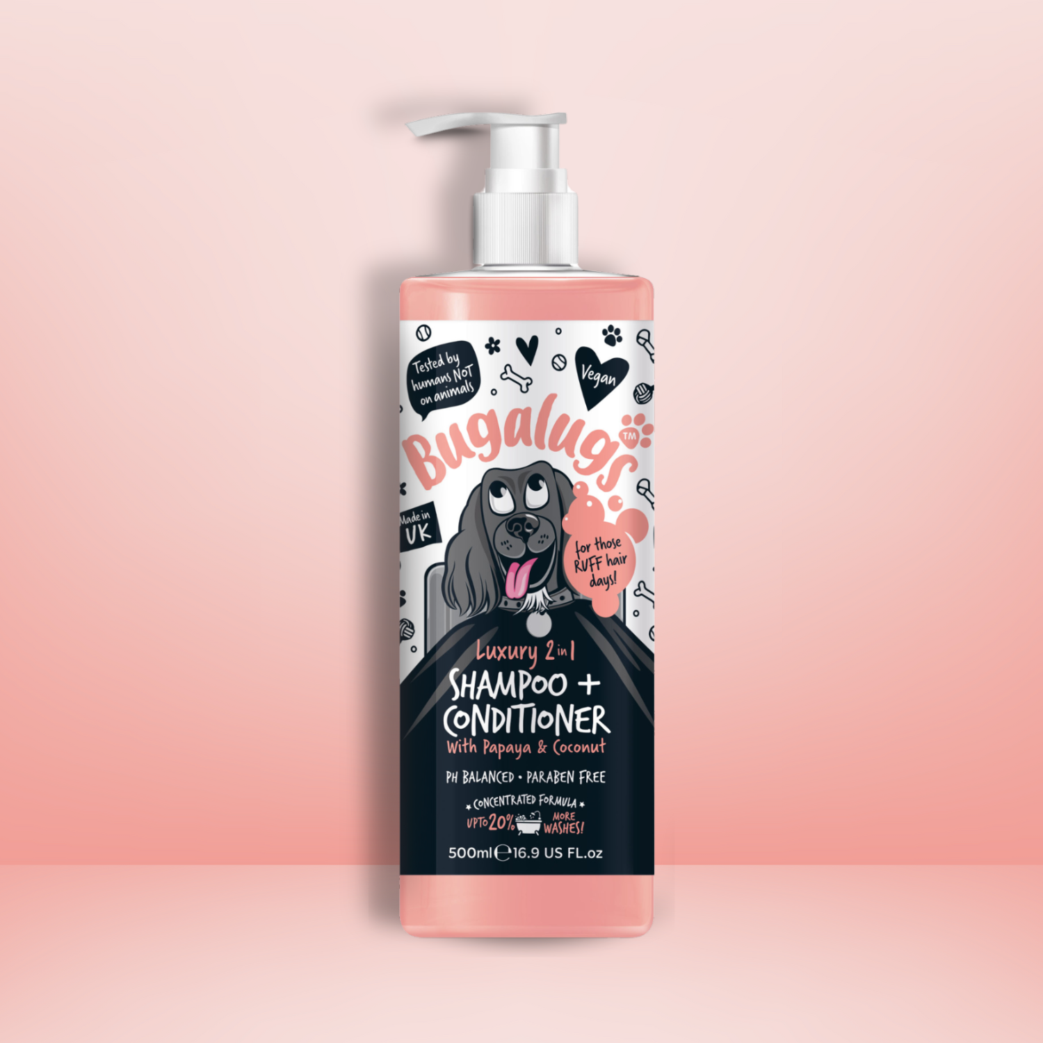 Bugalugs Luxury 2-in-1 Dog Shampoo Conditioner with Papaya