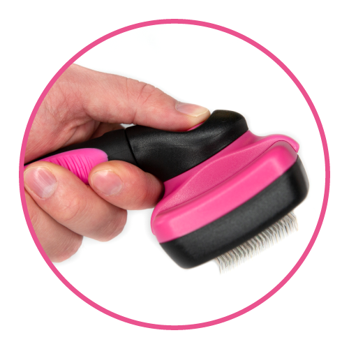 Pet slicker brush with quick release button