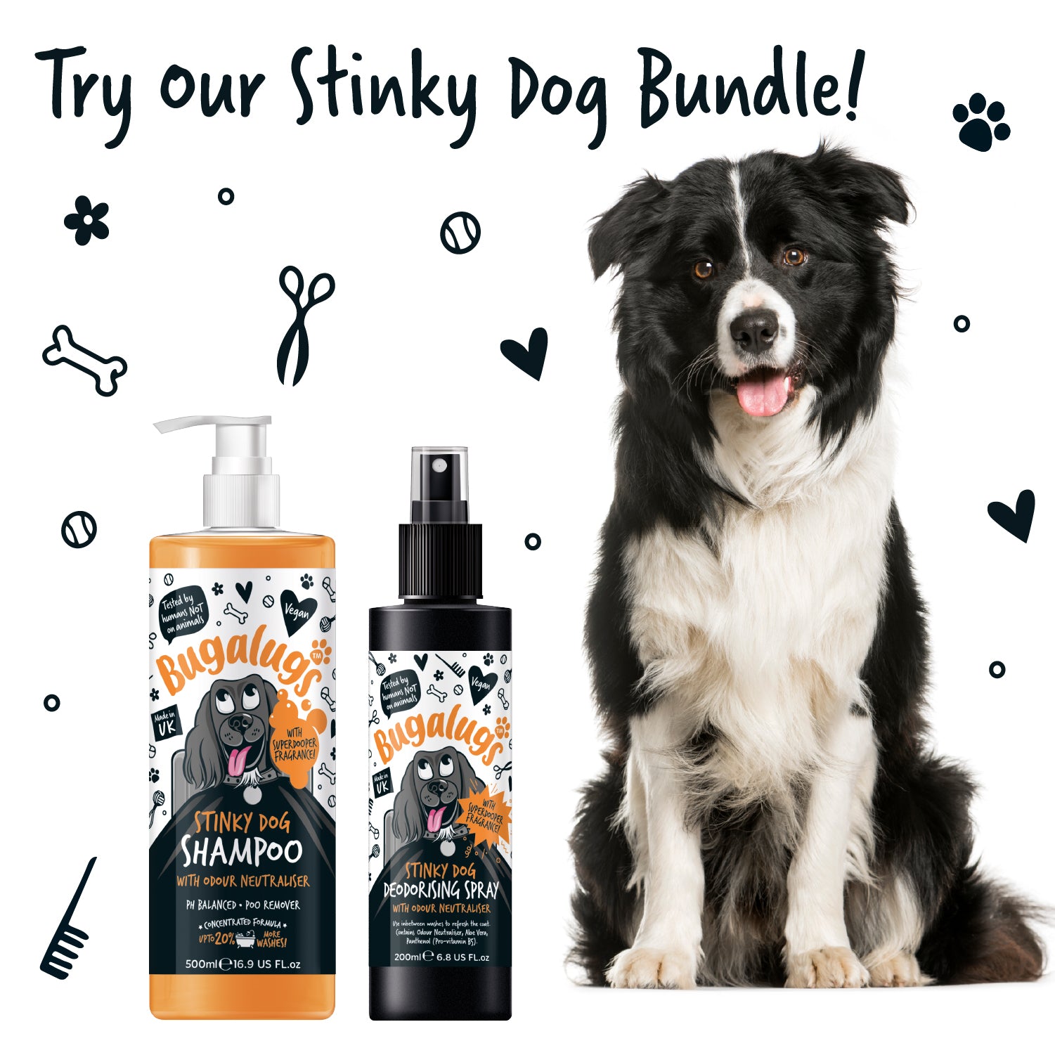 Bugalugs Stinky Dog Shampoo with Odour Neutraliser - Try our stinky dog Bundle