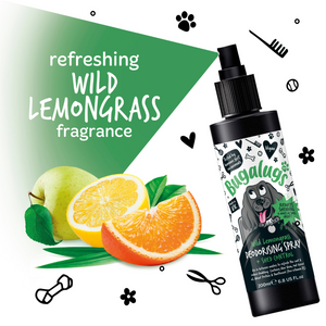 Bugalugs Wild Lemongrass Deodorising Spray with Shed Control for Dogs - Refreshing Wild Lemongrass Fragrance