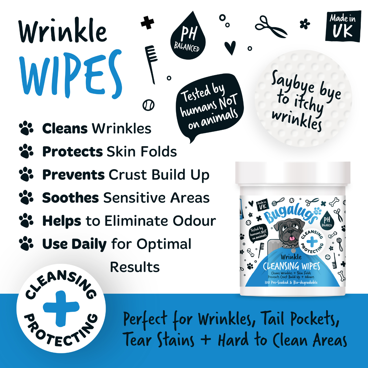 Bugalugs Wrinkle Cleansing Wipes - Key benefits
