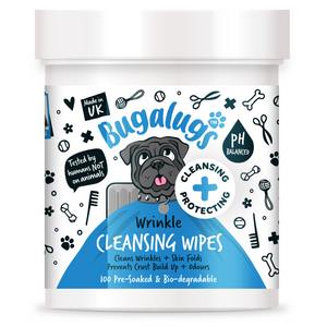 Bugalugs Wrinkle Cleansing Wipes - Cleans wrinkles, skin fold, prevents crush build-up and odours
