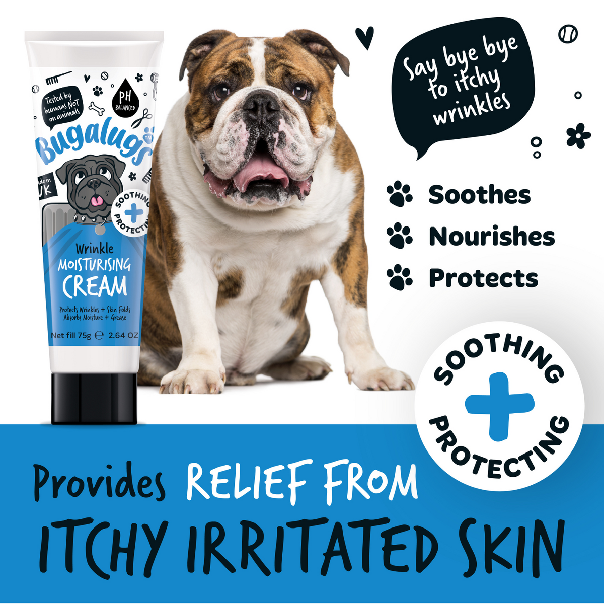 Bugalugs Wrinkle Cleansing Wipes - Provides relief from itchy irritated skin