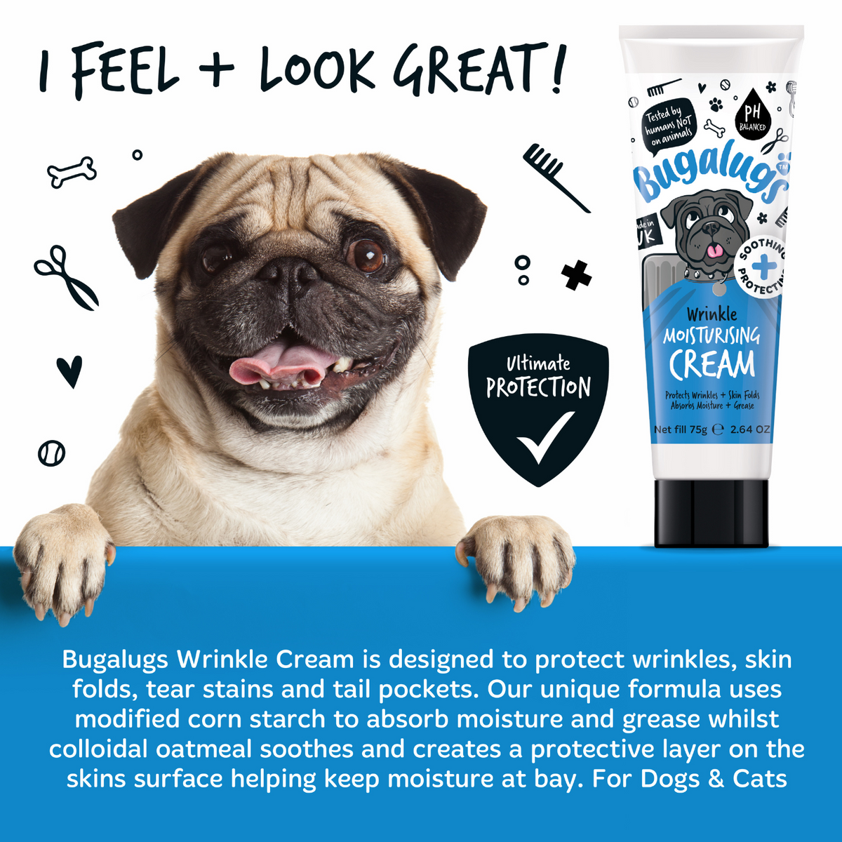 Bugalugs Wrinkle Cleansing Wipes - I feel and look great - ultimate protection