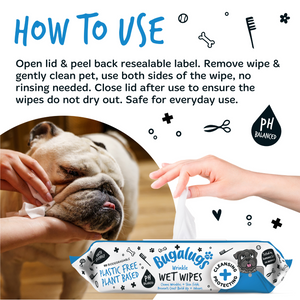 Bugalugs Wrinkle Wet Wipes for Dogs and Cats - How to use