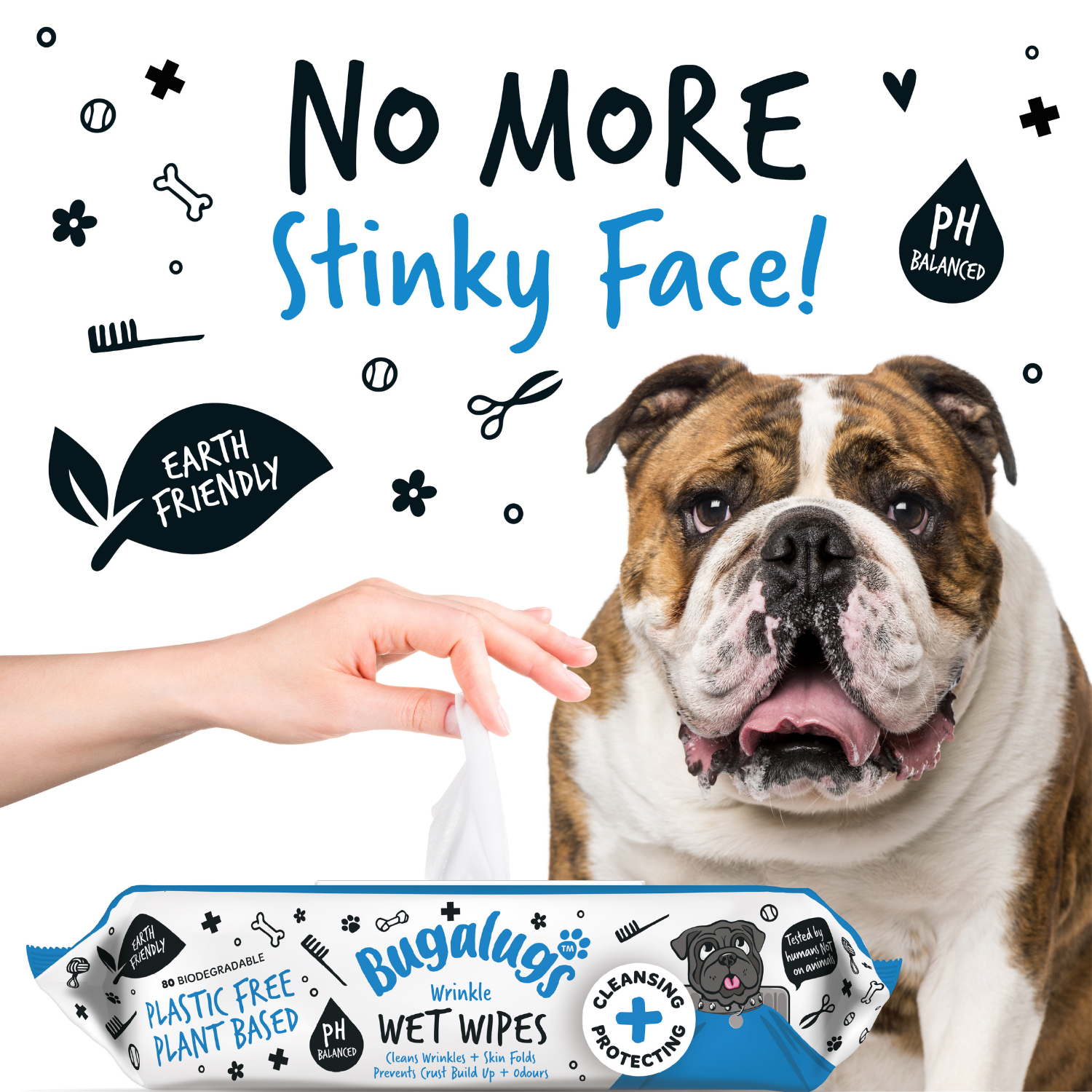 Bugalugs Wrinkle Wet Wipes for Dogs and Cats - No more stinky face