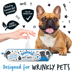Bugalugs Wrinkle Wet Wipes for Dogs and Cats - Designed for wrinkly pets