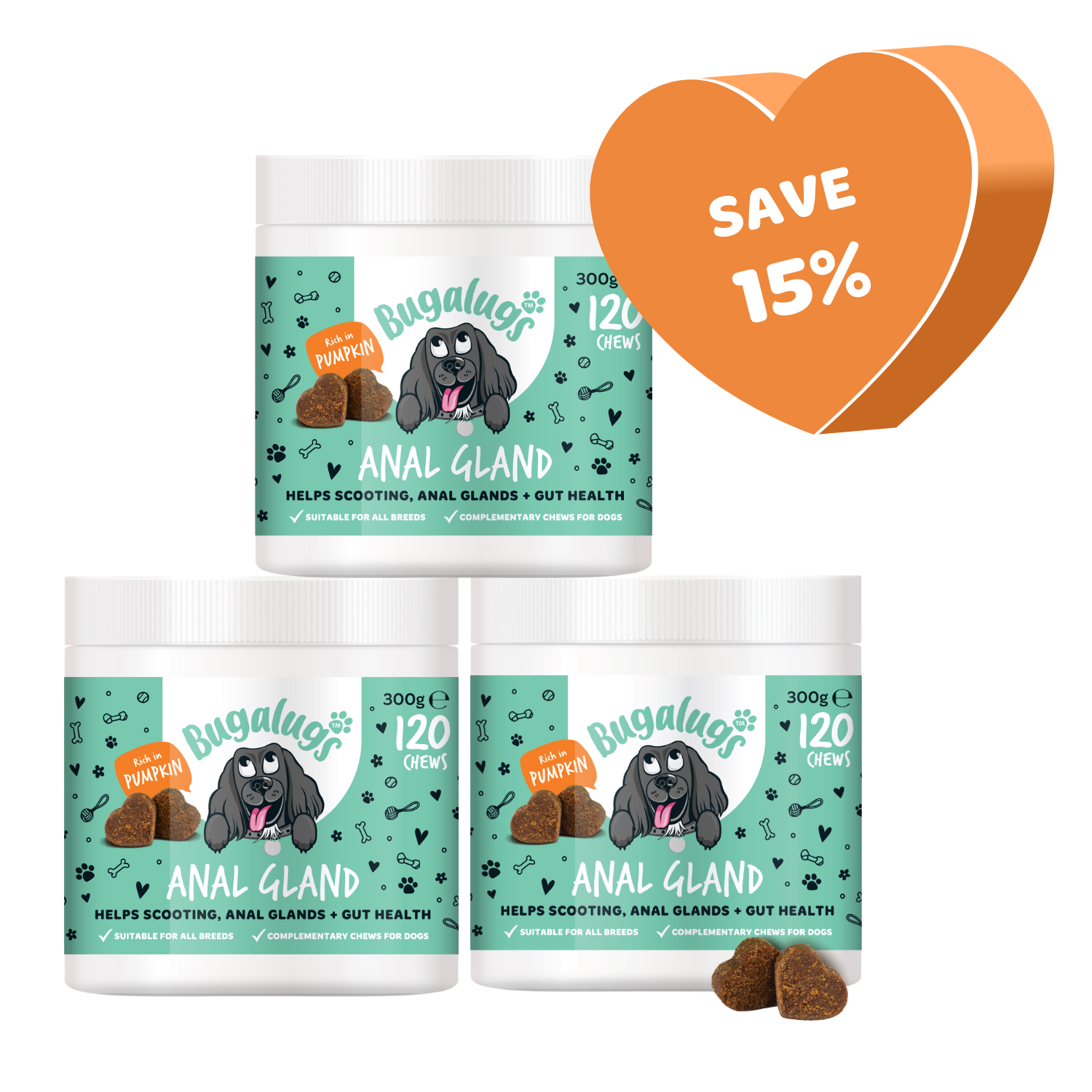 Anal Gland Supplement Chews for Dogs 3-Pack