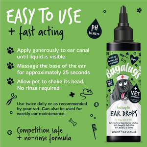 Bugalugs Antiseptic Ear Drops for Dogs, Cats and Pets - Easy to use and fast-acting