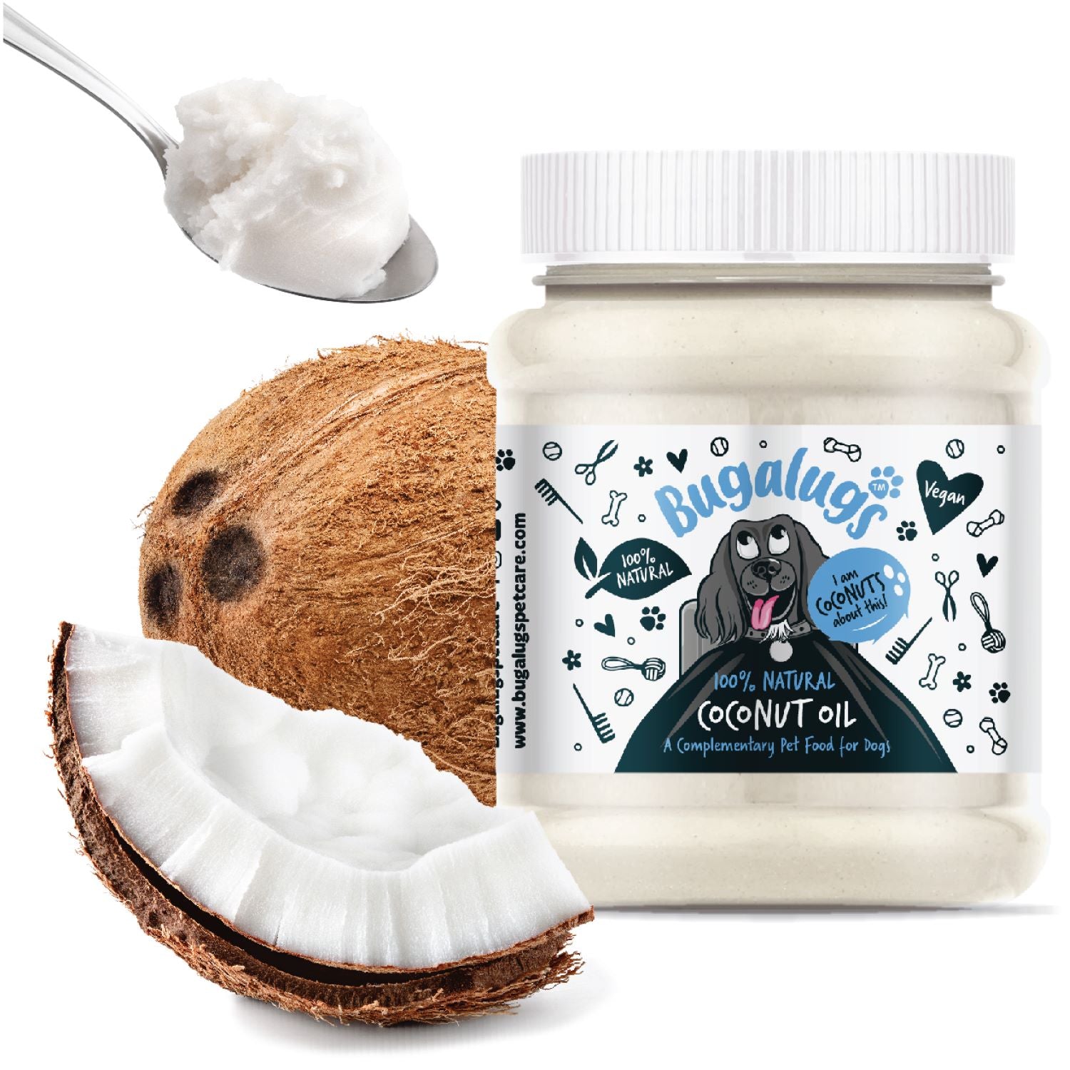 Bugalugs 100% Natural Coconut Oil - Spoon full of coconut oil