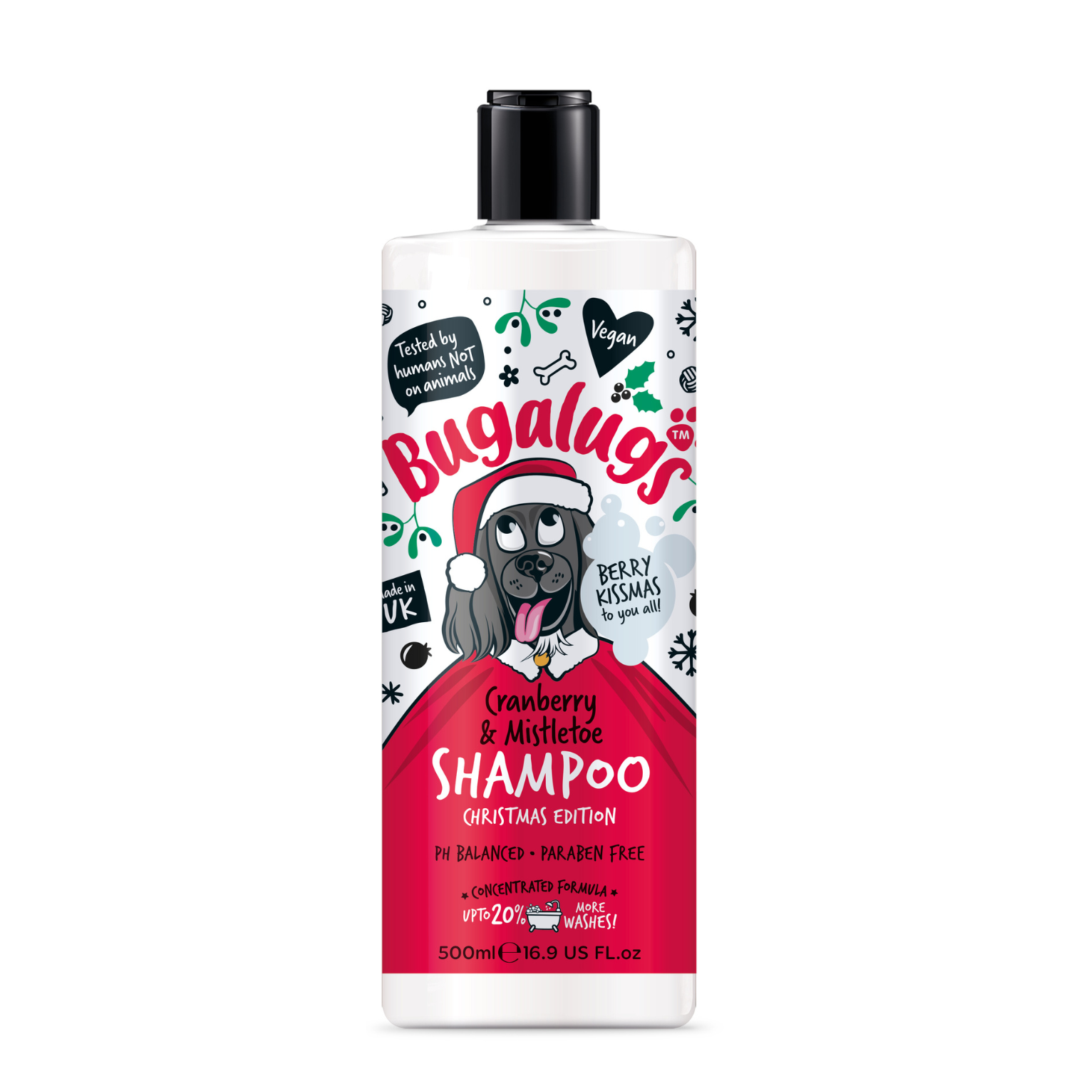 Bugalugs Cranberry and Mistletoe Shampoo Christmas Edition for Dogs